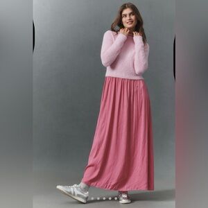 Anthropologie Pink Twofer Maxi Dress
